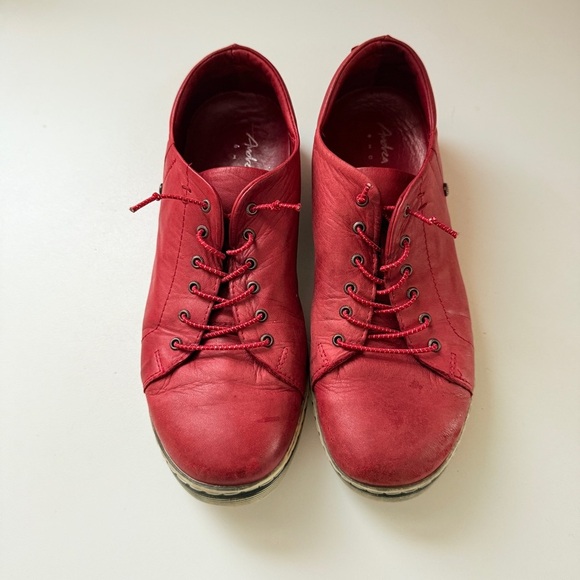 Andrea Conti Red Leather Lace-Up Sneakers | Made in Europe - Picture 2 of 6